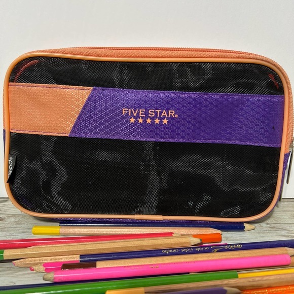 Five Star Office Mead Five Star Pencil Pen Marker Pop Up Pouch Case With Set Of Colored